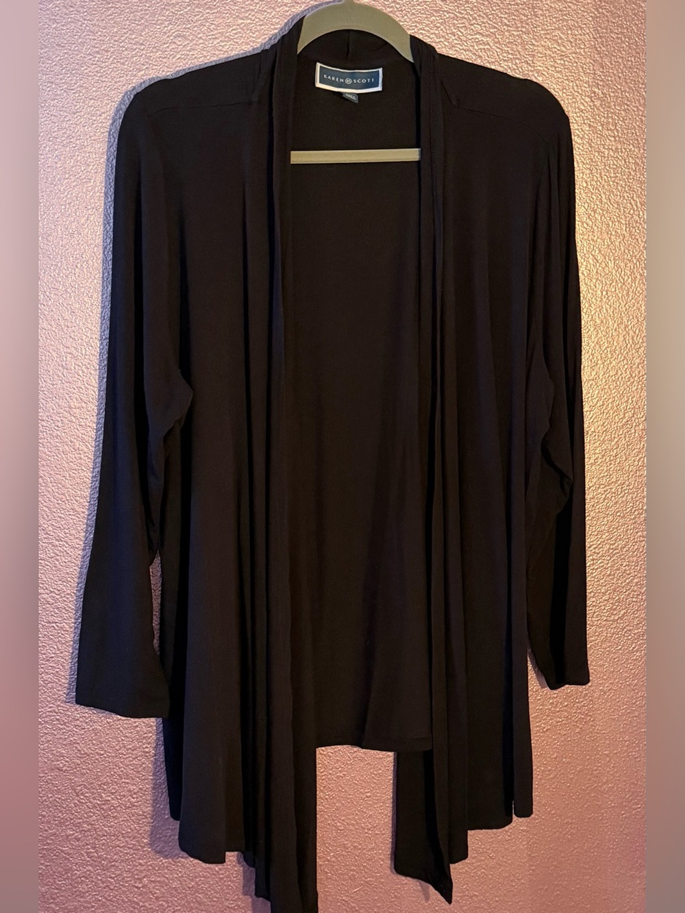 Karen Scott Black Open-Front Women's Cardigan